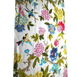 Vintage Waverly Chinoiserie Bird Floral Fabric Remnant 1 yard Cottage Decor 23"w